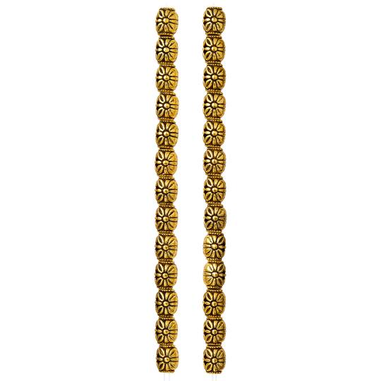 12 Pack: Gold Carved Flower Tube Beads, 10mm by Bead Landing™